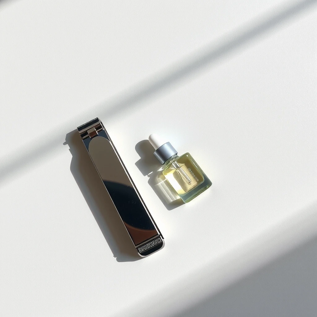 Werkzeuge der professionellen Fußpflege: Nagelschere und Öltropfer